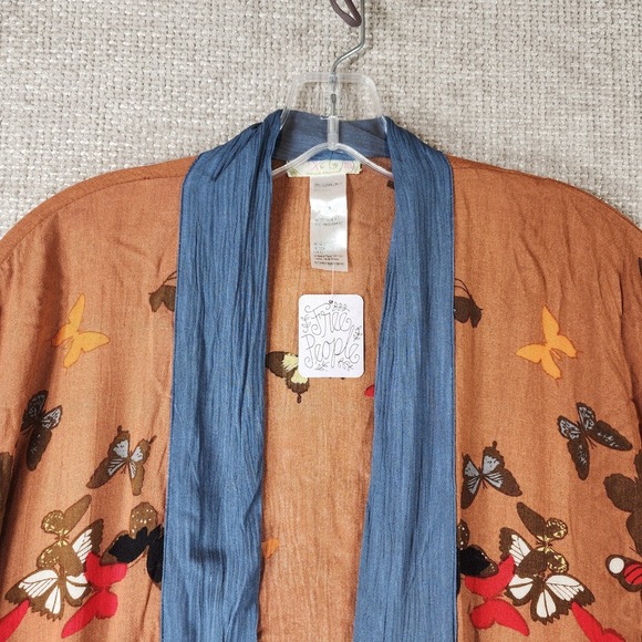 Free People Butterfly Kisses Open Front Kimono Duster Womens One Size Brown NWI - Picture 3 of 16